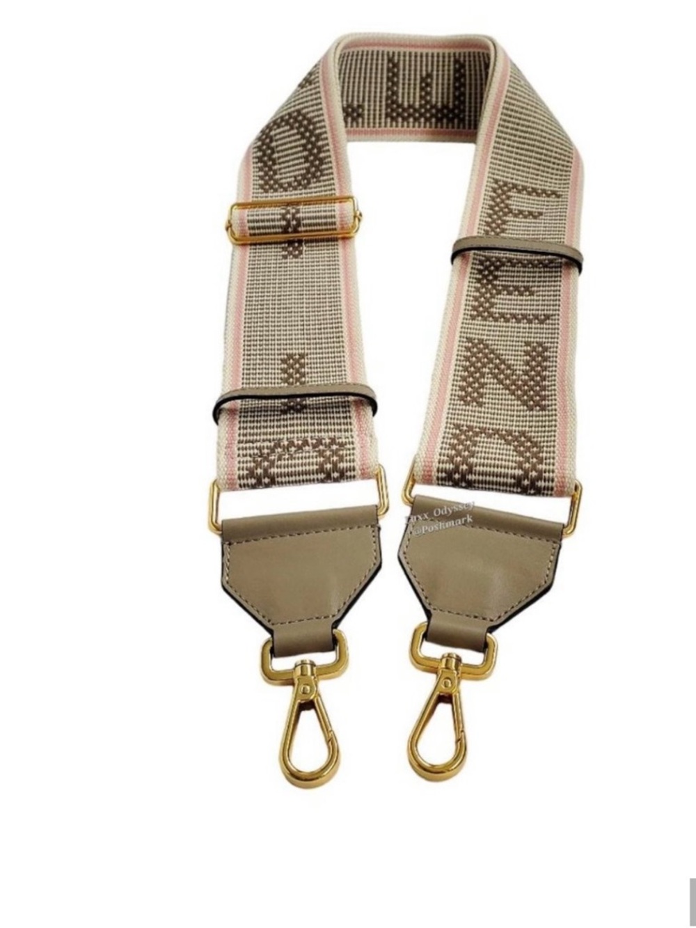 Fendi Beige Pink Logo Webbing Bag Strap